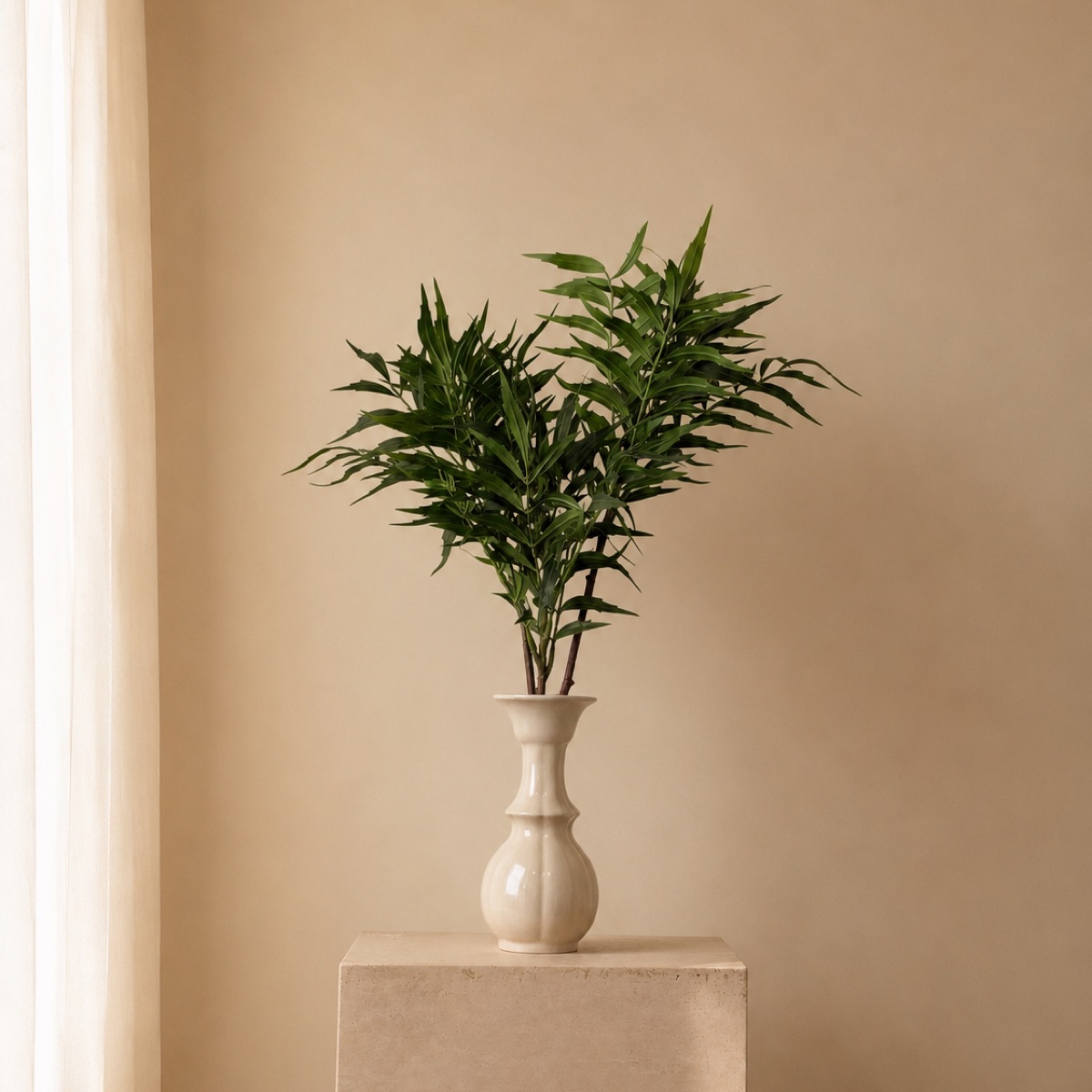 Faux Yellow Nandina Branch, 9-Leaf (3D Green) — detail 2