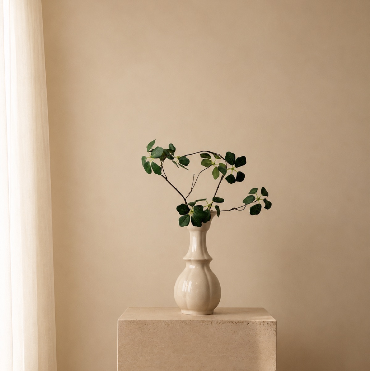 Faux Lineated Alocasia Foliage (Green, Small) — detail 2