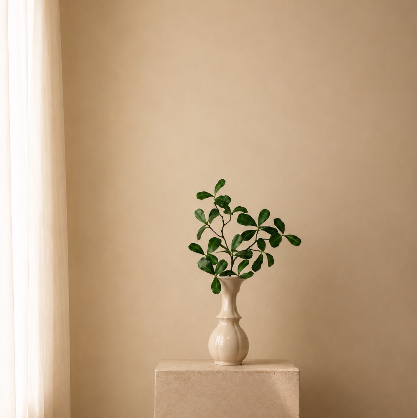 Faux Terminalia Leaf Branch, Short (Green)