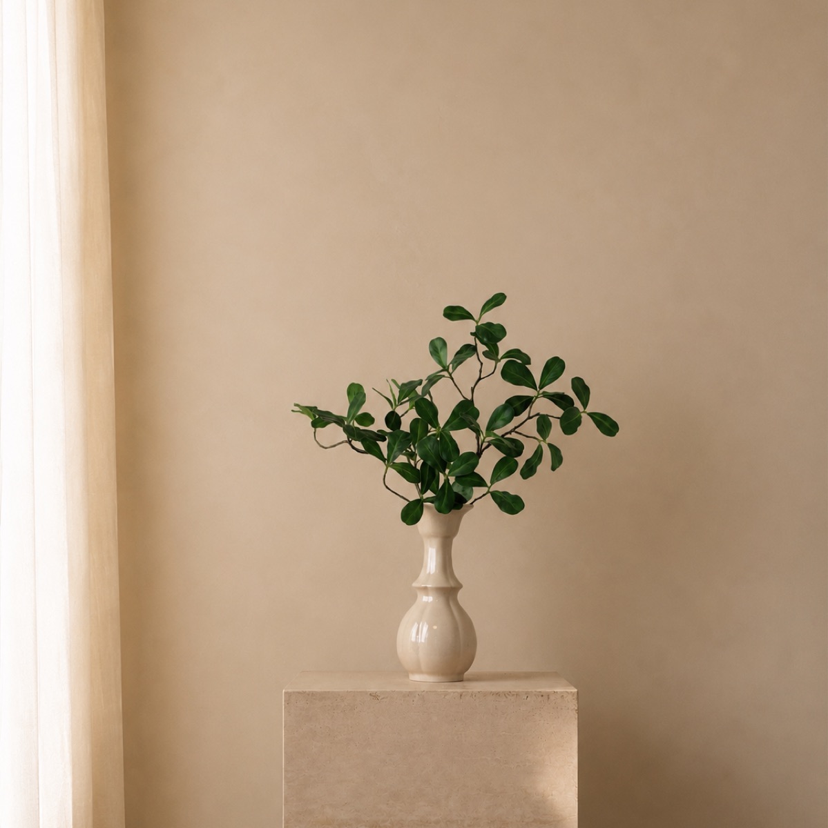 Faux Terminalia Leaf Branch, Short (Green) — detail 2