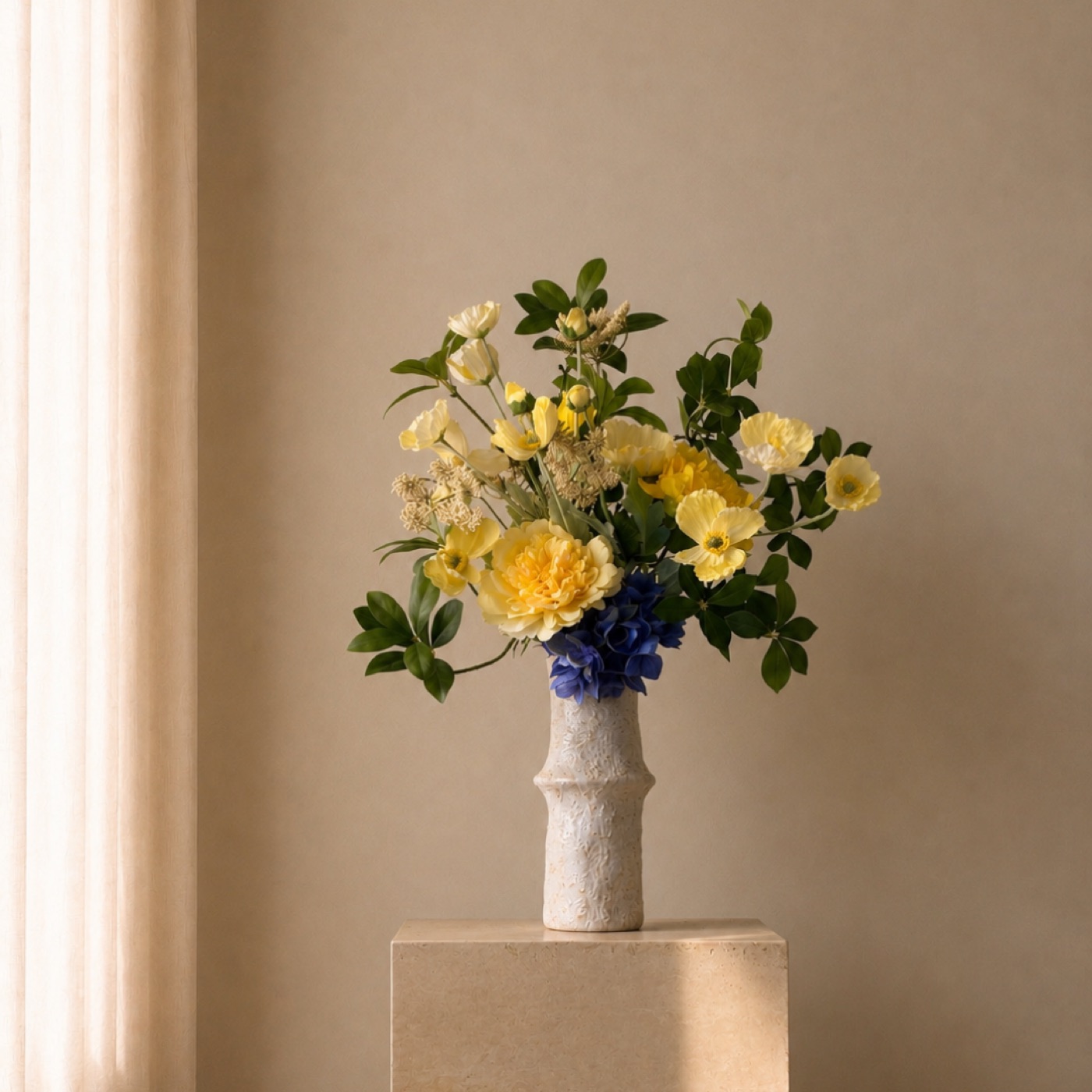 Yellow Peony & Corn Poppy Floral Set