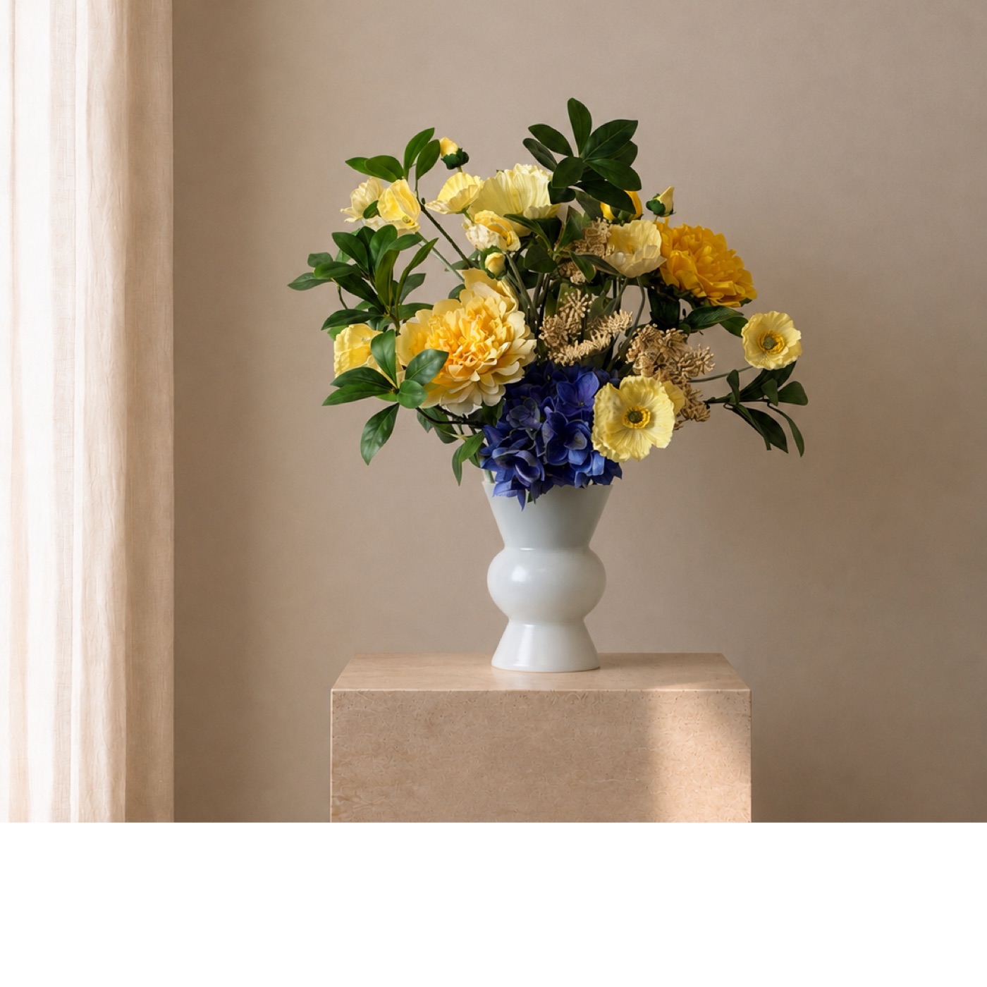 Yellow Corn Poppy & Peony Floral Set