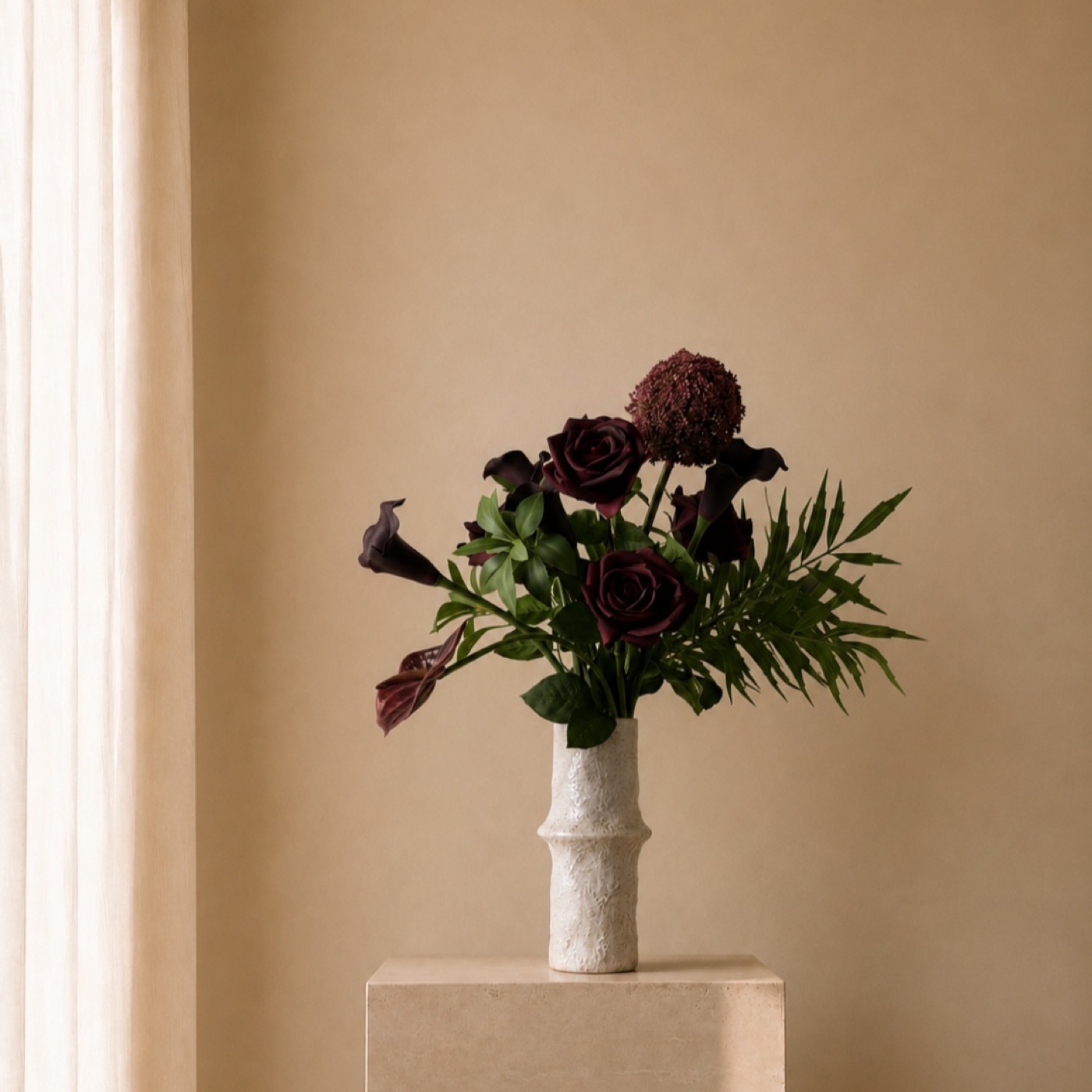 Black Calla Lily & Rose Floral Set (Vase Not Included)