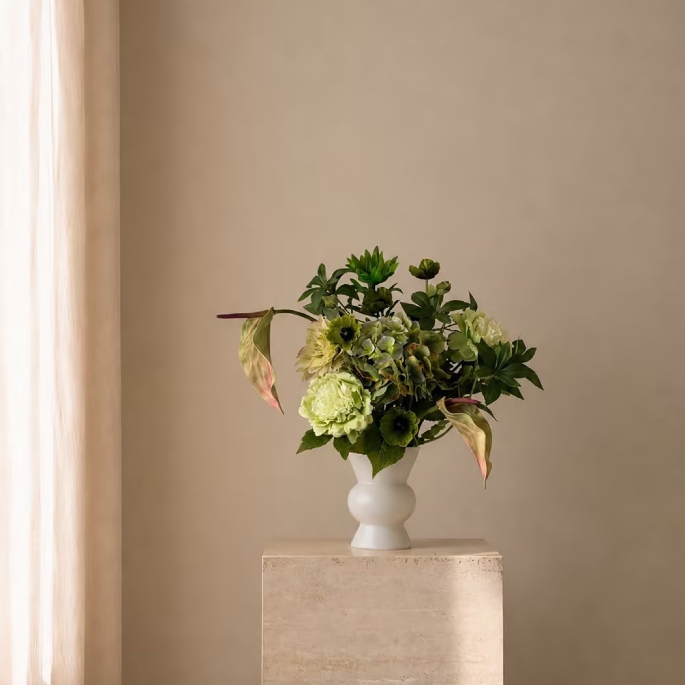 Green Hydrangea & Anthurium Floral Set