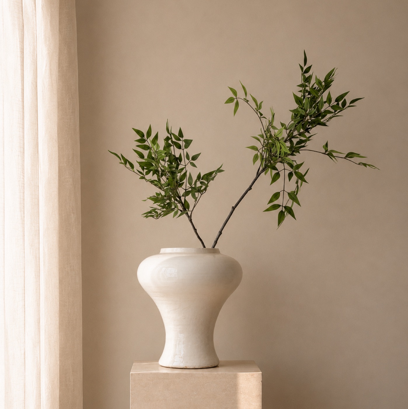 Feathered Olive Branch Urn