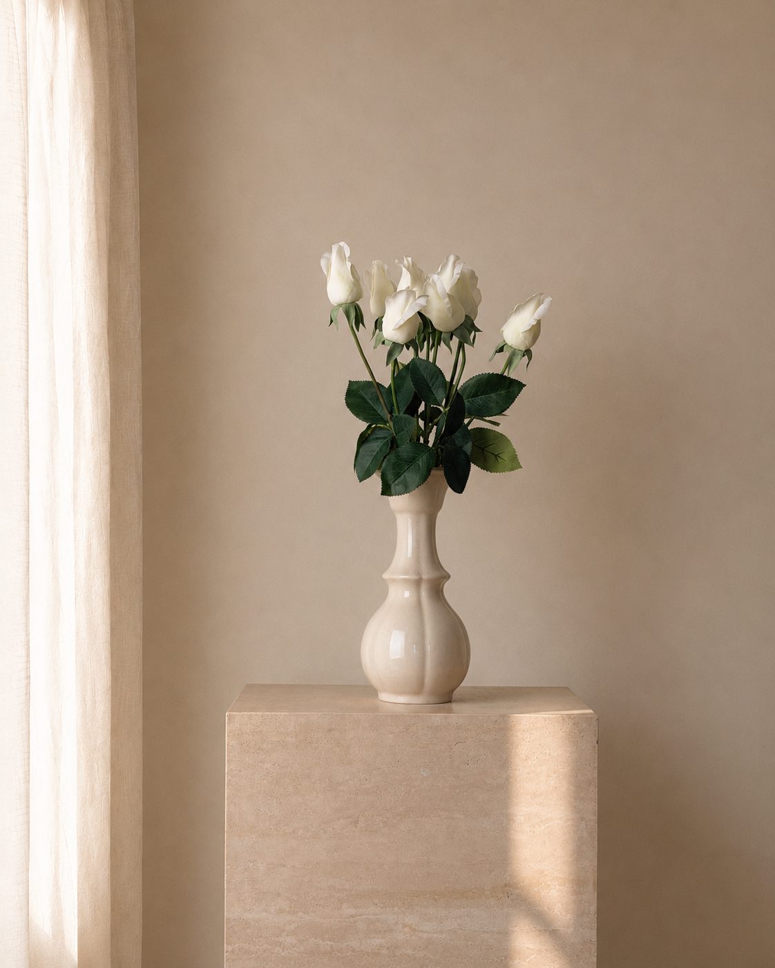 White Rose Salon Vase