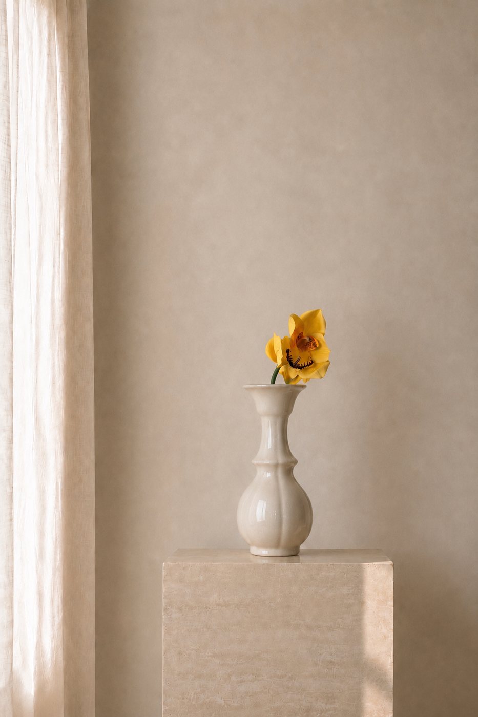 Ochre Orchid Bud Vase