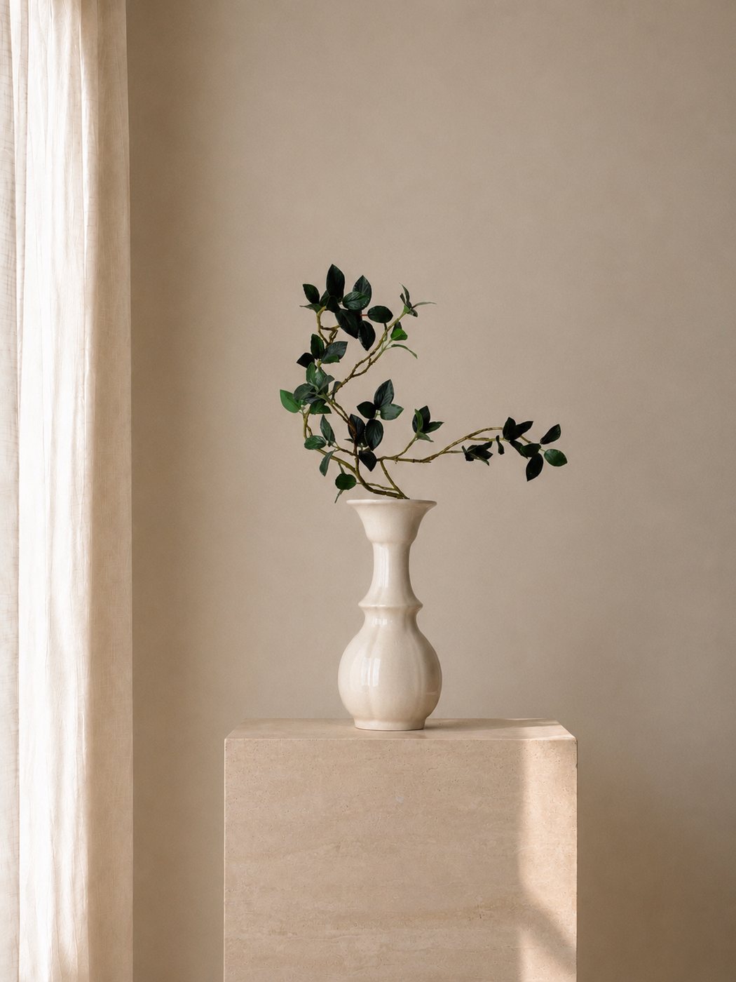 Olive Laurel Branch Vase