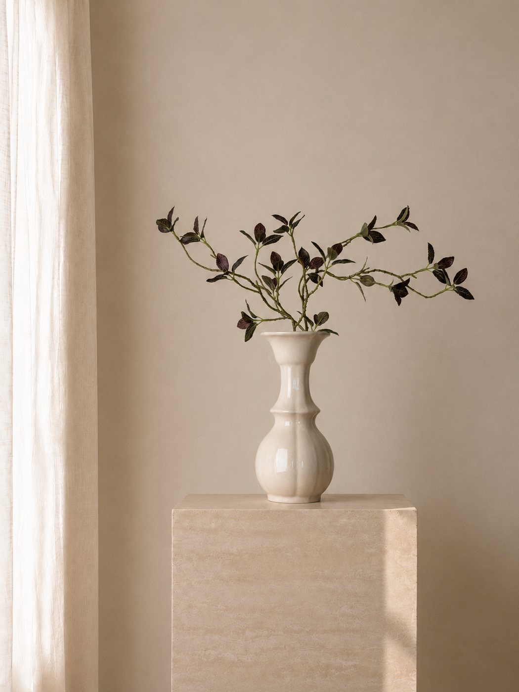 Smoked Olive Branch Vase