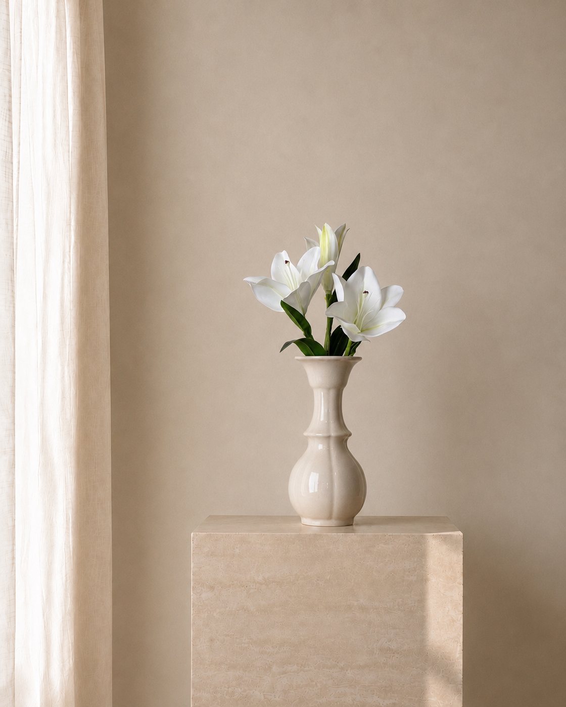 White Lily Porcelain Vase