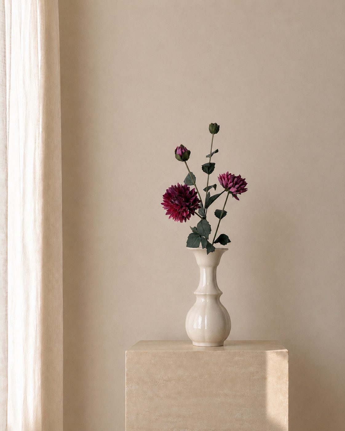 Burgundy Scabiosa Garden Vase
