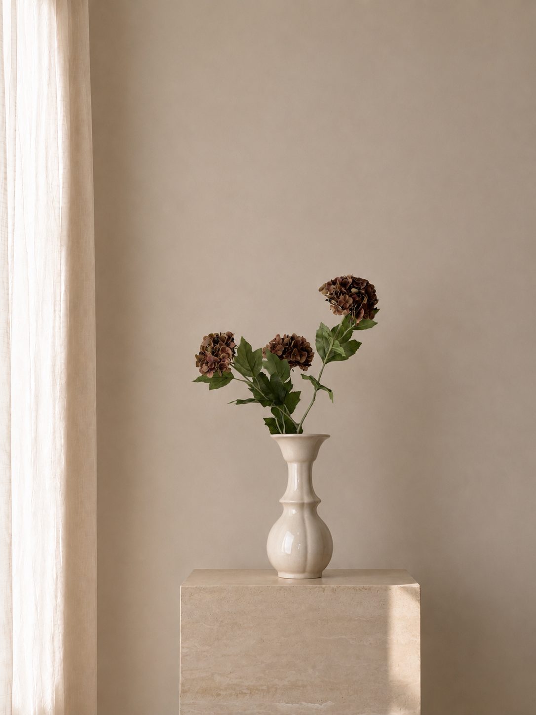 Mocha Scabiosa Branch Vase