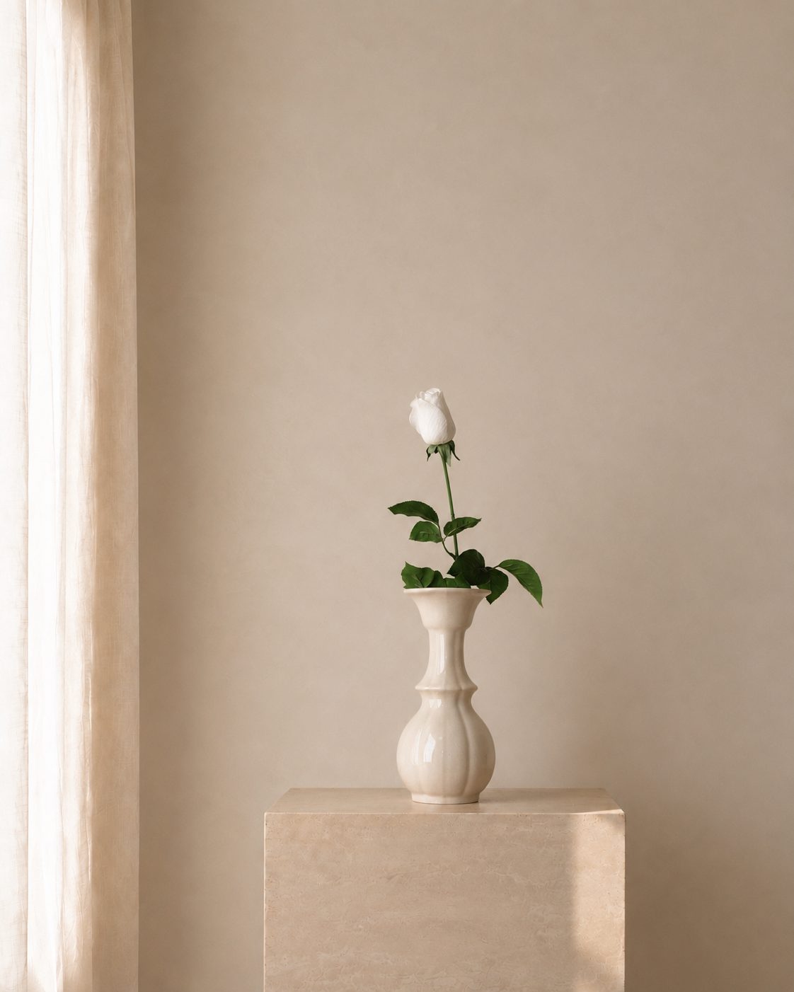 Single Ivory Rose Vase