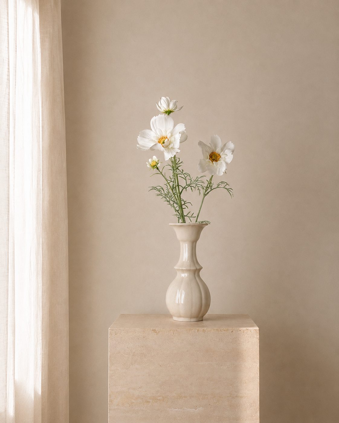 White Cosmos Garden Vase