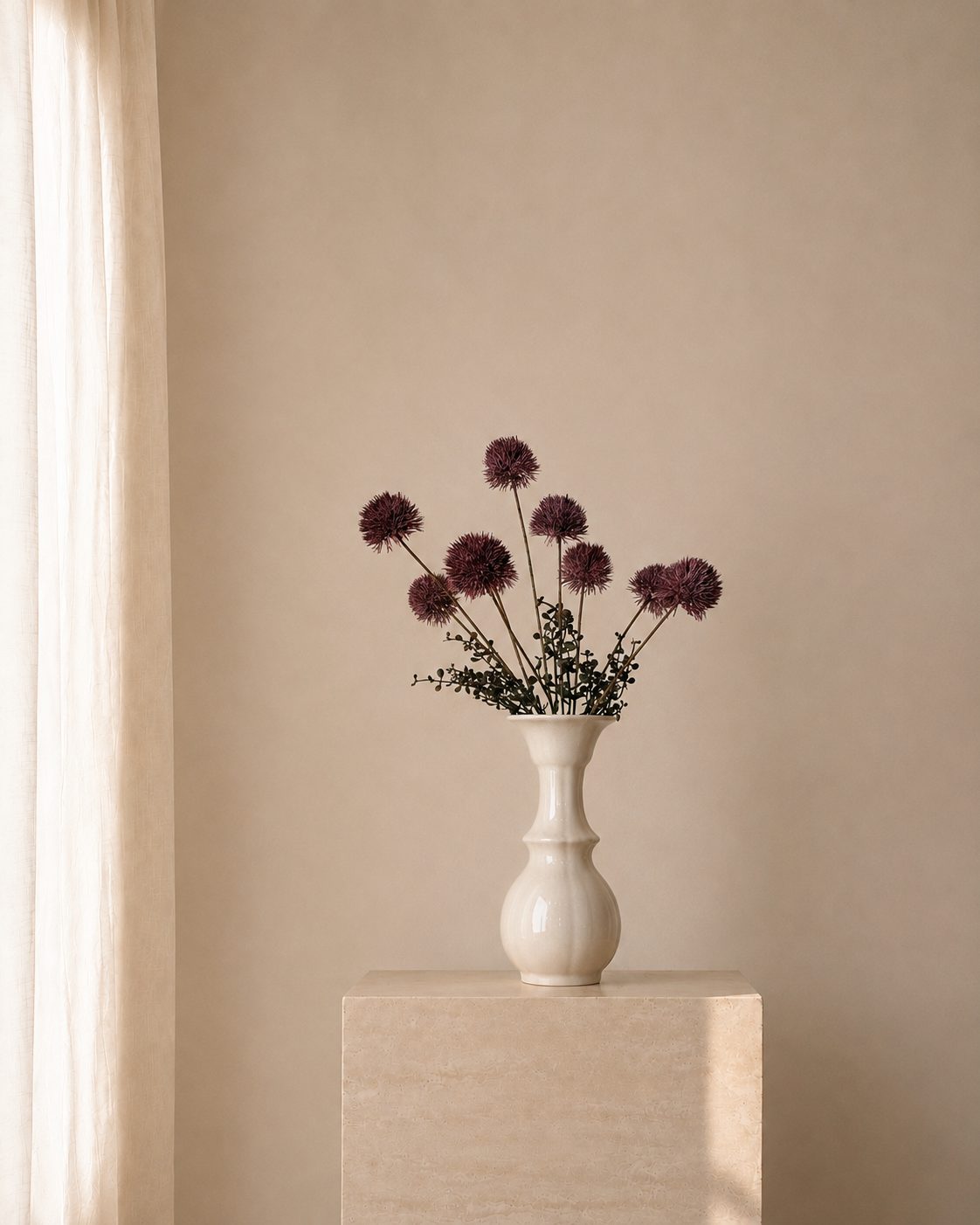 Aubergine Scabiosa Field Vase