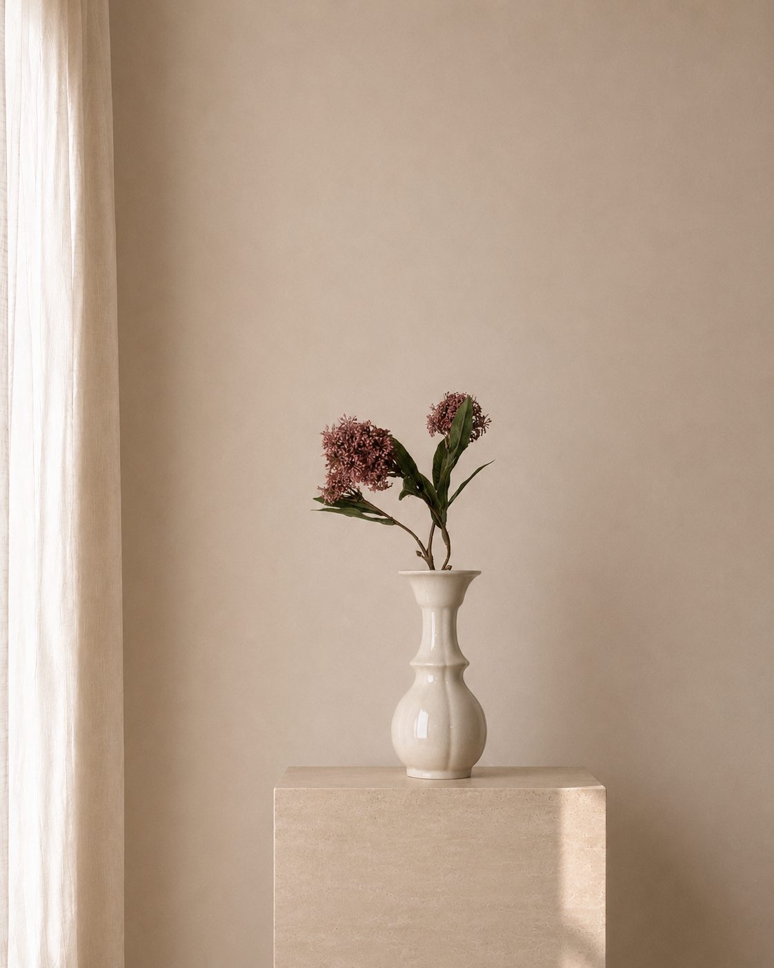 Mauve Hydrangea Branch Vase