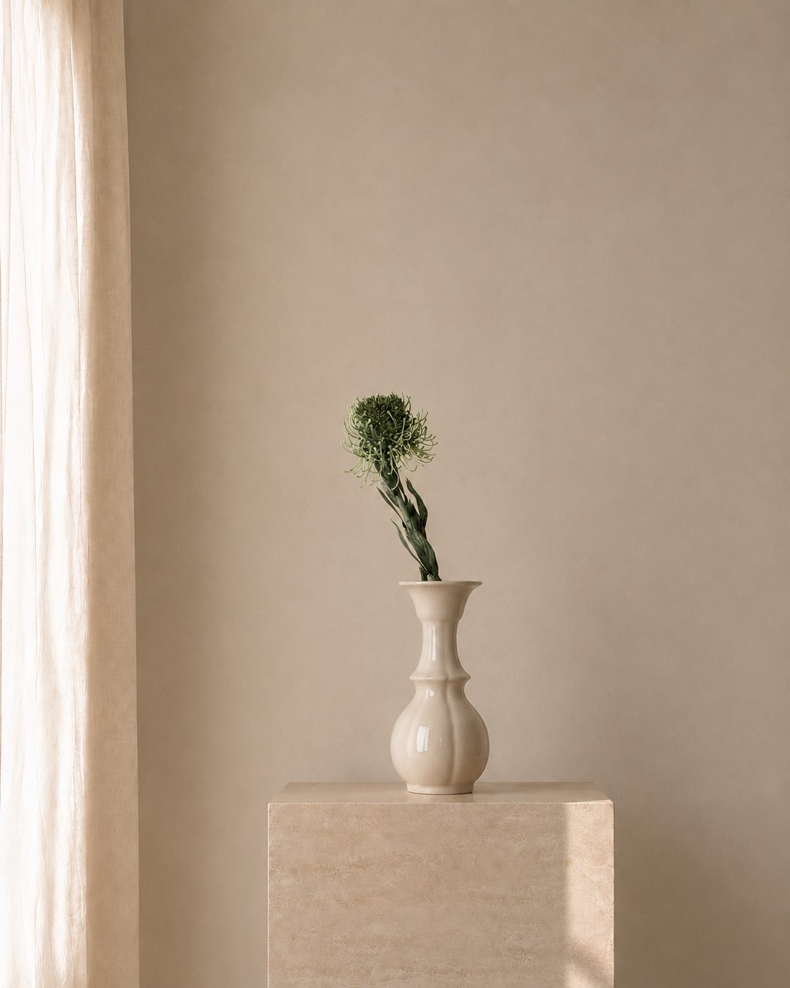 Green Thistle Solitary Vase